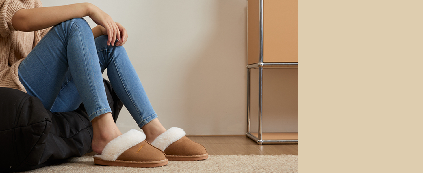 Домашні тапочки жіночі та чоловічі зимові теплі з синтетичного хутра, ламіно, штучного хутра, плюшу, пуху, м'які, нековзні, пантолетти для дому та вулиці, 38.5/40 EU, світло-коричневі