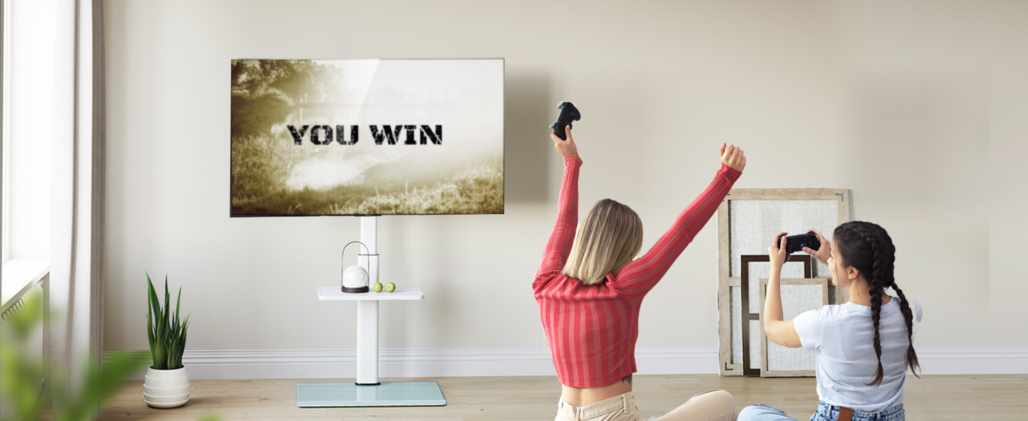 AOKCOS TV Stand - Adjustable Height, Swivel & Tilt Floor Stand for 32-70 inch TVs (up to 40kg, VESA 400x400mm)