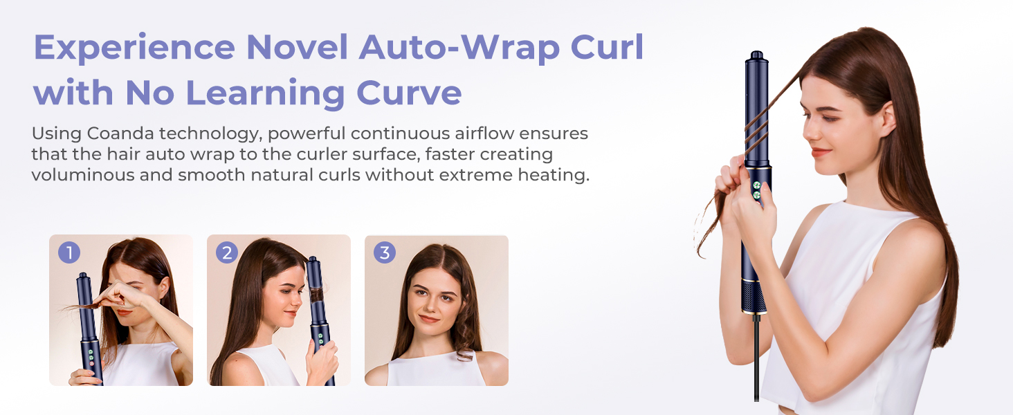 Airstyler 5 в 1: Фен-щітка з іонізацією, 20 м/с, 110 000 об/хв, для створення локонів та випрямлення, легкий, тихий, швидке сушіння, блакитний