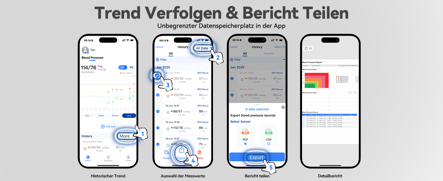 Тонометр на плечі CheckMe BP2A Nexus з великим дисплеєм, середнє значення за 3 вимірювання, бездротова манжета (22-42 см), додаток для iOS/Android, легке читання та професійна точність