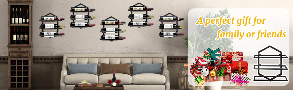 Металева стійка для вина на стіну Giyiprpi, органайзер для 3 пляшок, чорна, для дому, кухні, бару