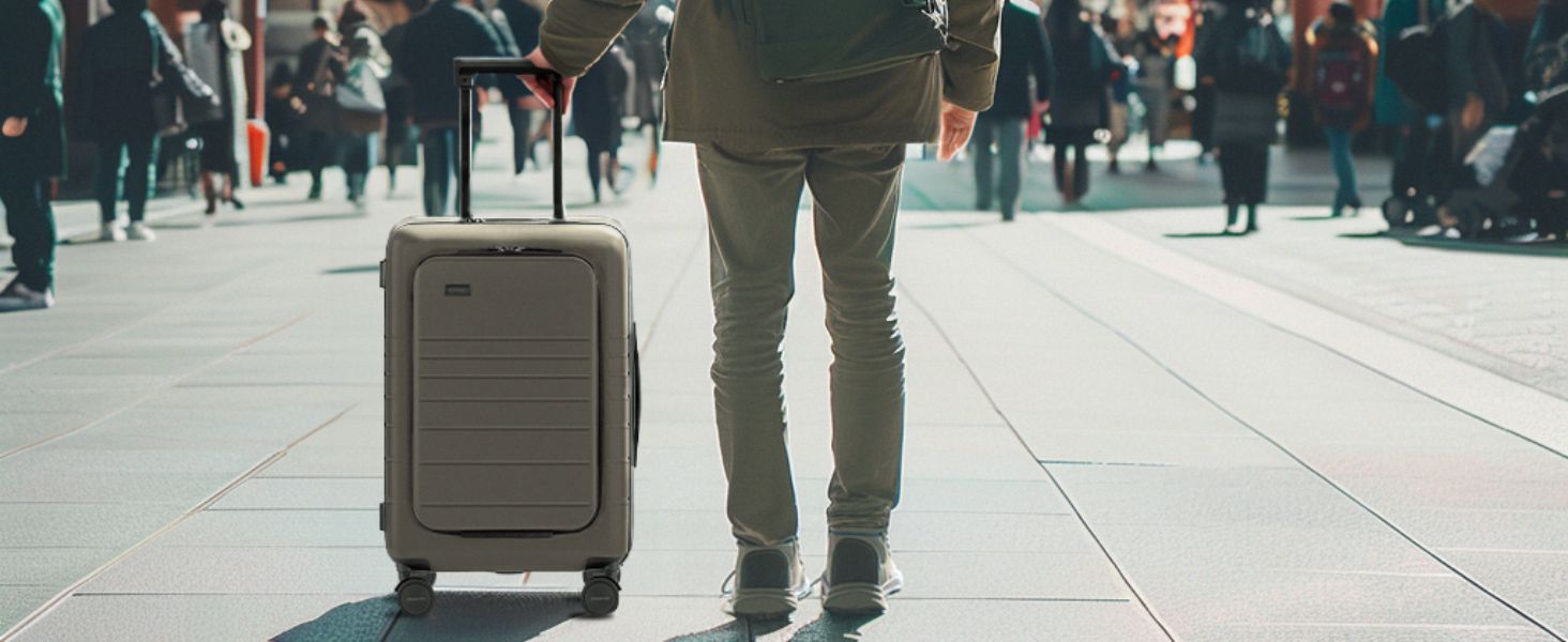 Валіза ETERNITIVE з полікарбонату та ABS: легка, з колесами 360°, з TSA-замком, для ручної поклажі, оливковий колір