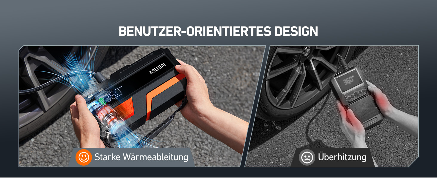 AstroAI MF16 6000A Powerbank для старту авто з компресором 150 PSI, 6000A, 12V, для бензинових/дизельних авто, мотоциклів, SUV, з LED-дисплеєм, помаранчевий