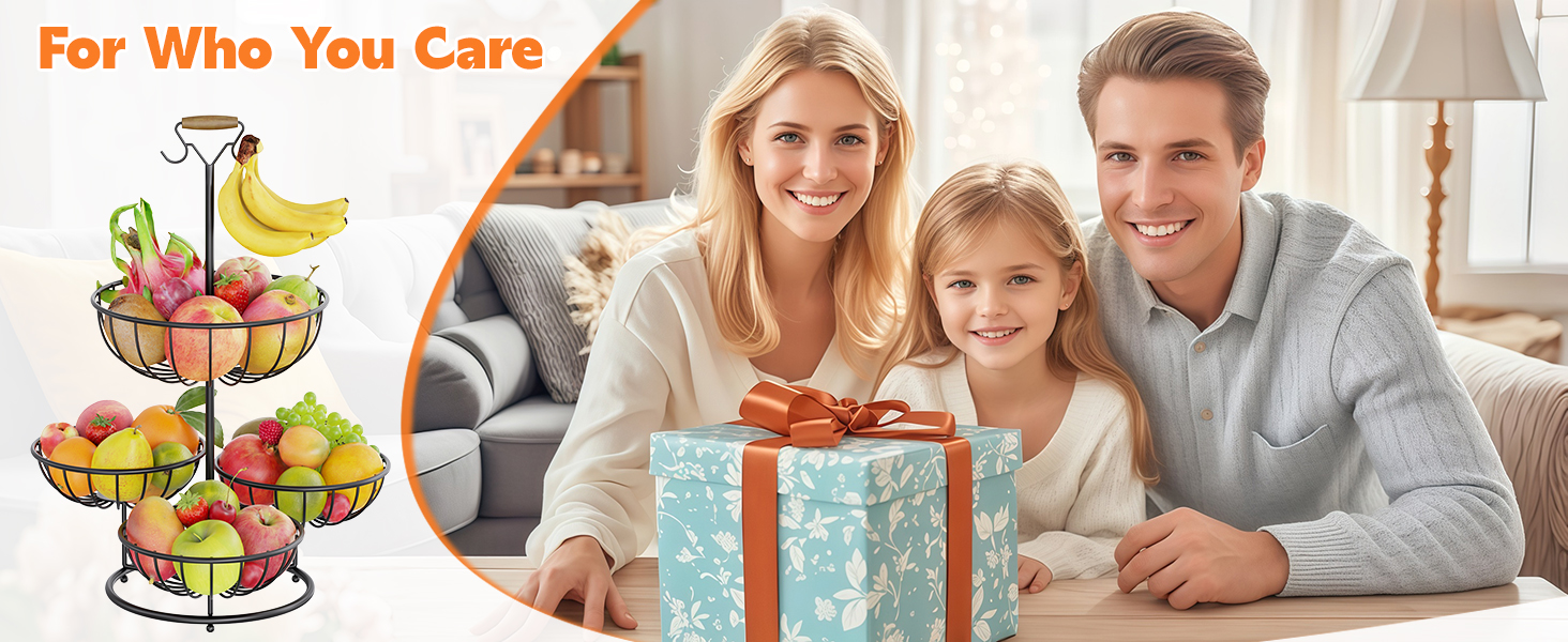 Багатоярусна фруктова корзина PouHenier.jh 5 ярусів, чорна, для фруктів та овочів з підставкою для бананів