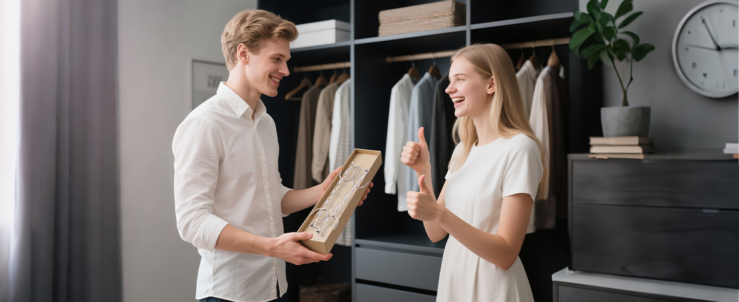 Набір з 4 металевих вішалок HOUSE DAY: економія місця, неслизьке покриття, для шафи, організація простору, ідеально як подарунок