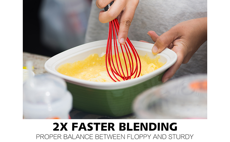 Набір міксерів Anaeat з силікону, 3 шт. – міцний сталевий дріт всередині, стійкий до високих температур. Ідеально підходить для посуду з антипригарним покриттям. Для збивання, змішування, приготування. (Червоний) 21 см + 26 см + 30 см