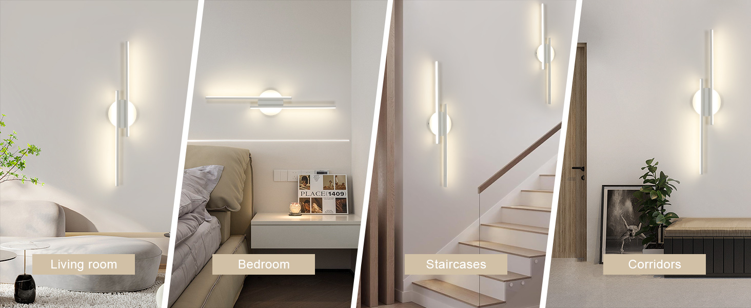 LED стінна лампа Mckalen 24W, 60см, тепле біле світло (2700K-4500K) для спальні, коридору, вітальні, сходи