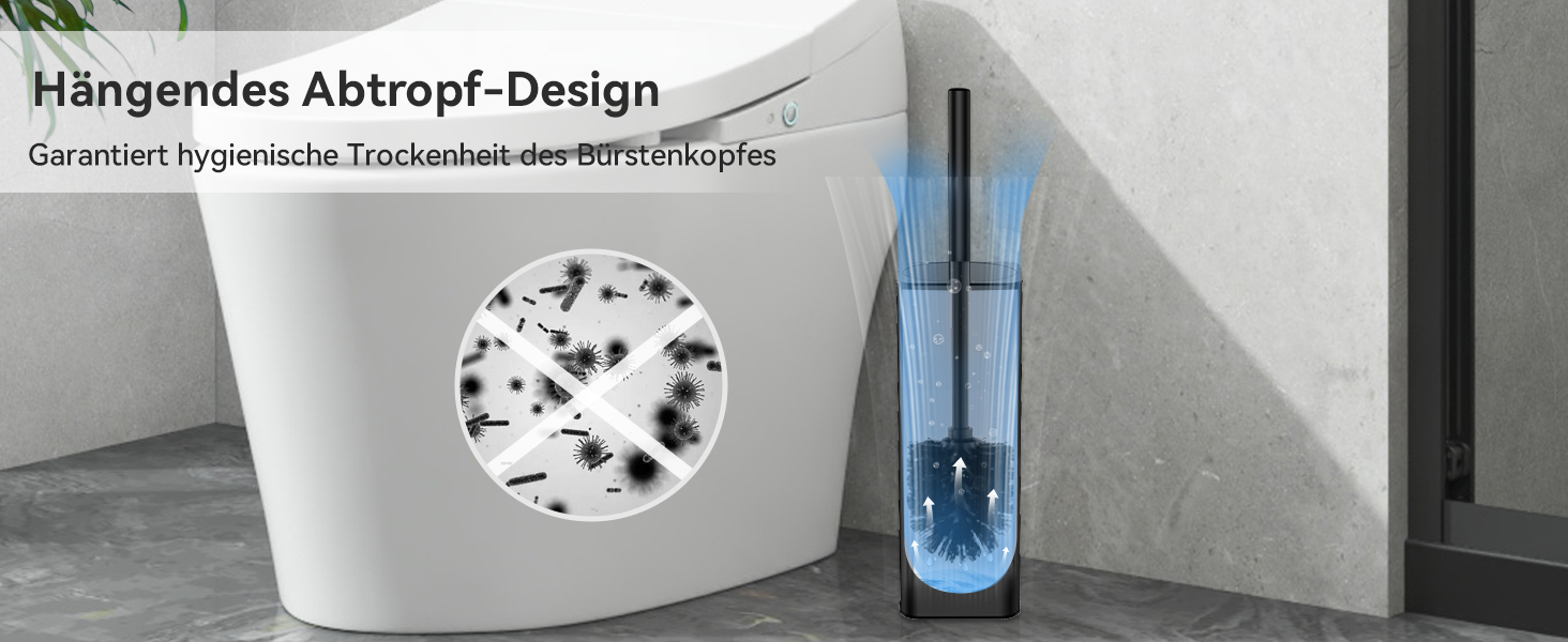 Набір для туалету DOWRY: щітка для унітазу з підставкою (2 насадки), металева, чорна, прямокутна