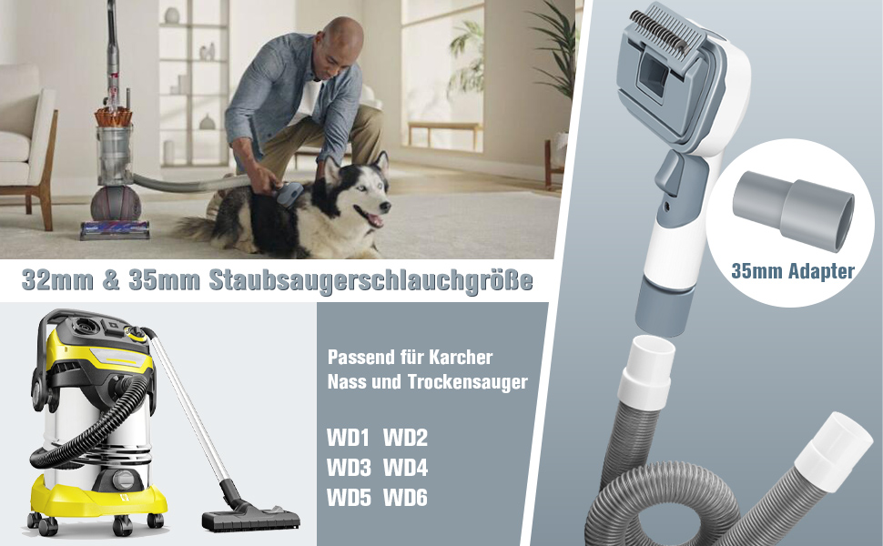 Насадка для пилососа для видалення шерсті тварин 32/35 мм (2 в 1)