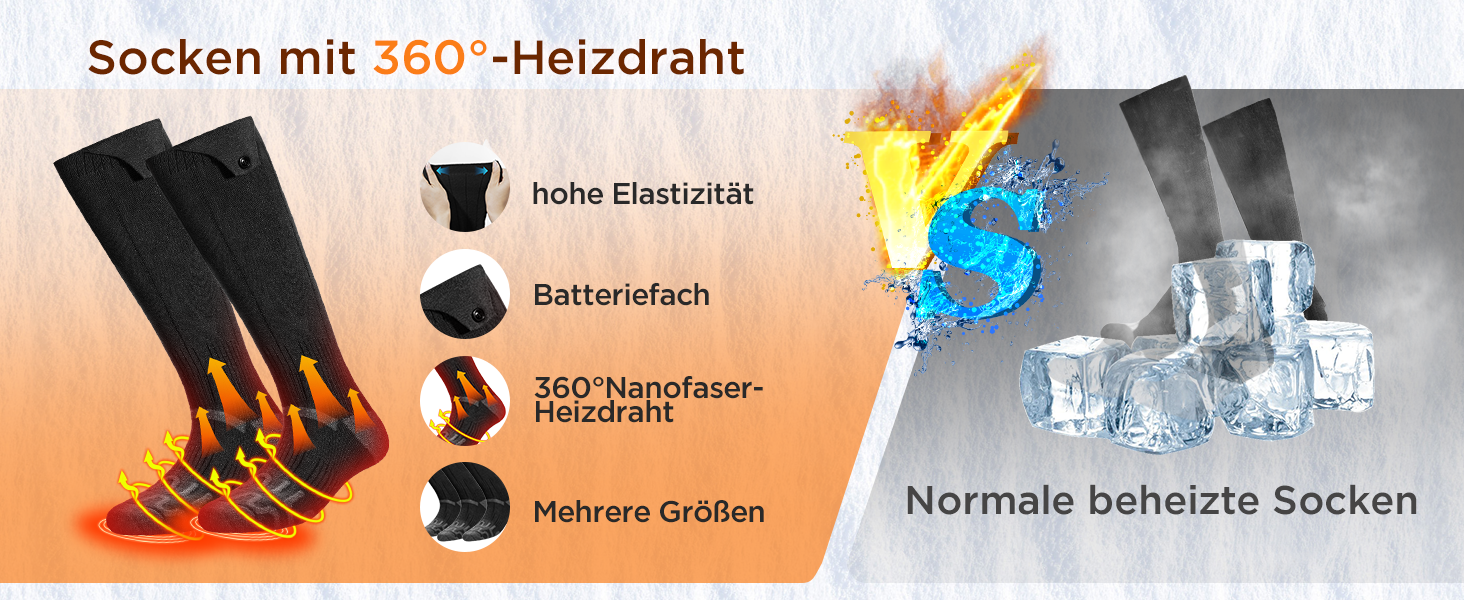 Гріючі шкарпетки 2026 Upgraded, 5000mAh*2, 3 режими нагріву, 360° нагрів, чорні, для жінок та чоловіків, для катання на лижах, полювання, походів