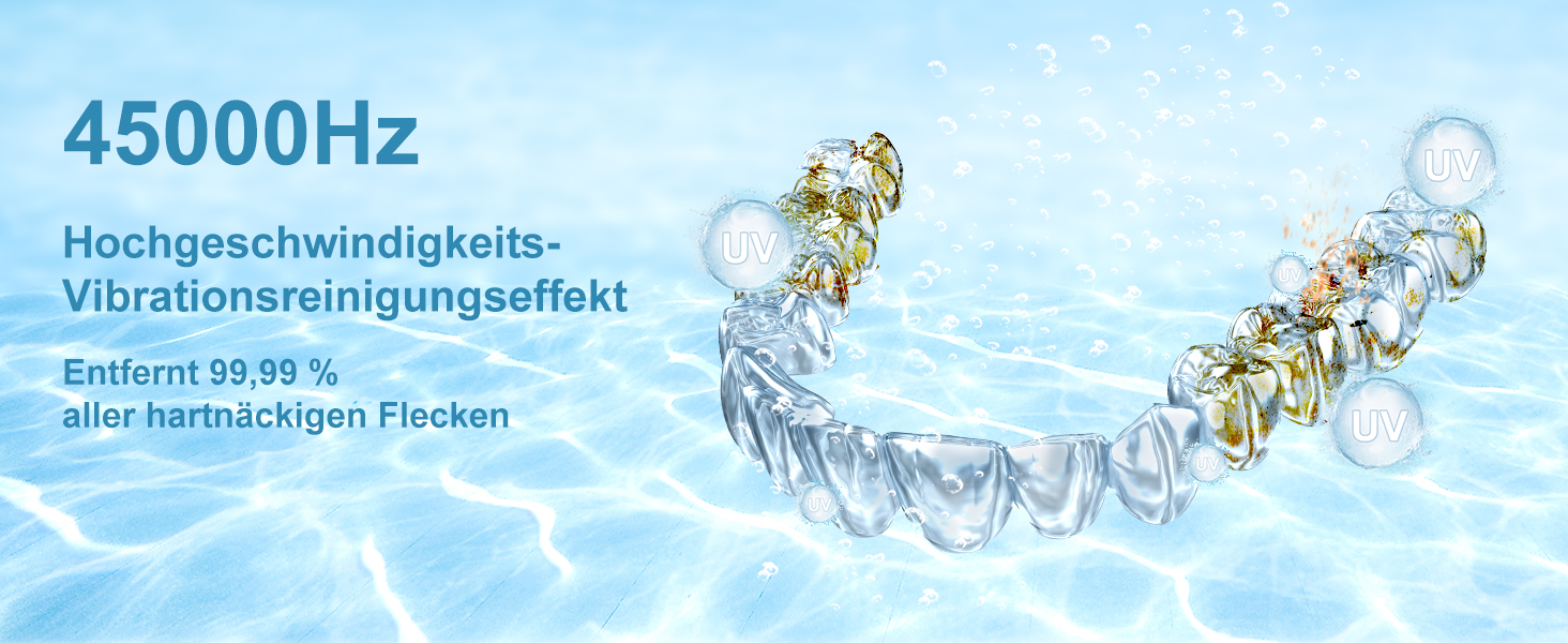 Ультразвуковий очищувач для кап, брекетів та елайнерів з УФ-стерилізацією 45 кГц, 4 режими, 200 мл, чорний