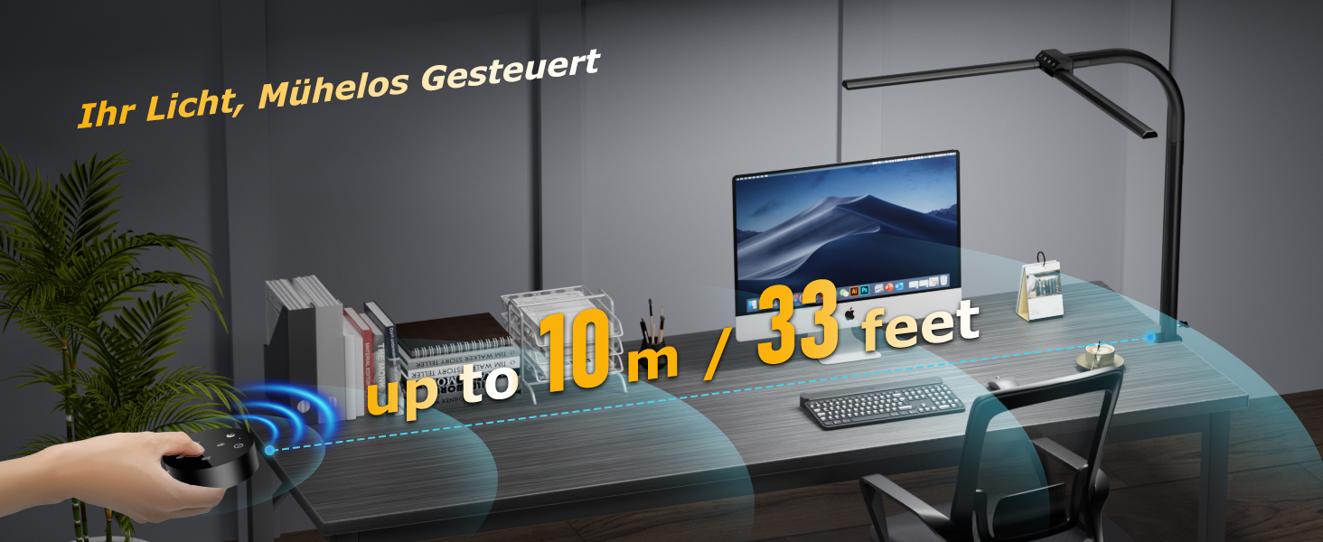 Стійка LED лампа для столу 24W з двома головками, захистом для очей, регулюванням яскравості та 10 кольорами, для дому, офісу, навчання, чорного кольору