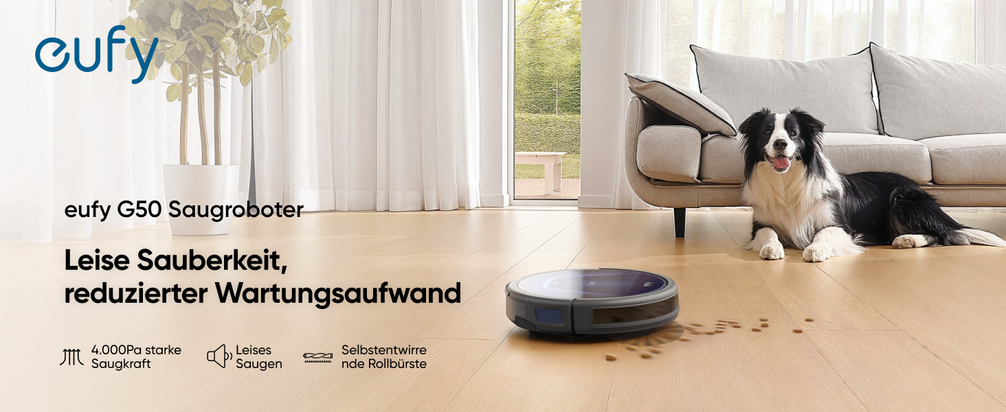 Робот-пилосос Eufy G50: потужність 4000Pa, динамічна навігація, ультратонкий (85 мм), Pro-розчісування, турбощітка, ідеально для шерсті тварин та твердих підлог