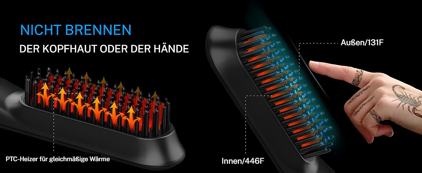 Електрична випрямляч для волосся TENTEK для чоловіків з регулюванням температури, іонізація, захист від опіків, чорний