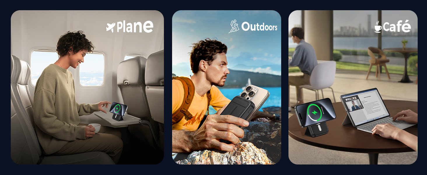 Powerbank MagSafe 10000mAh з PD 22.5W, бездротова зарядка, USB-C, LED-дисплей, чорний