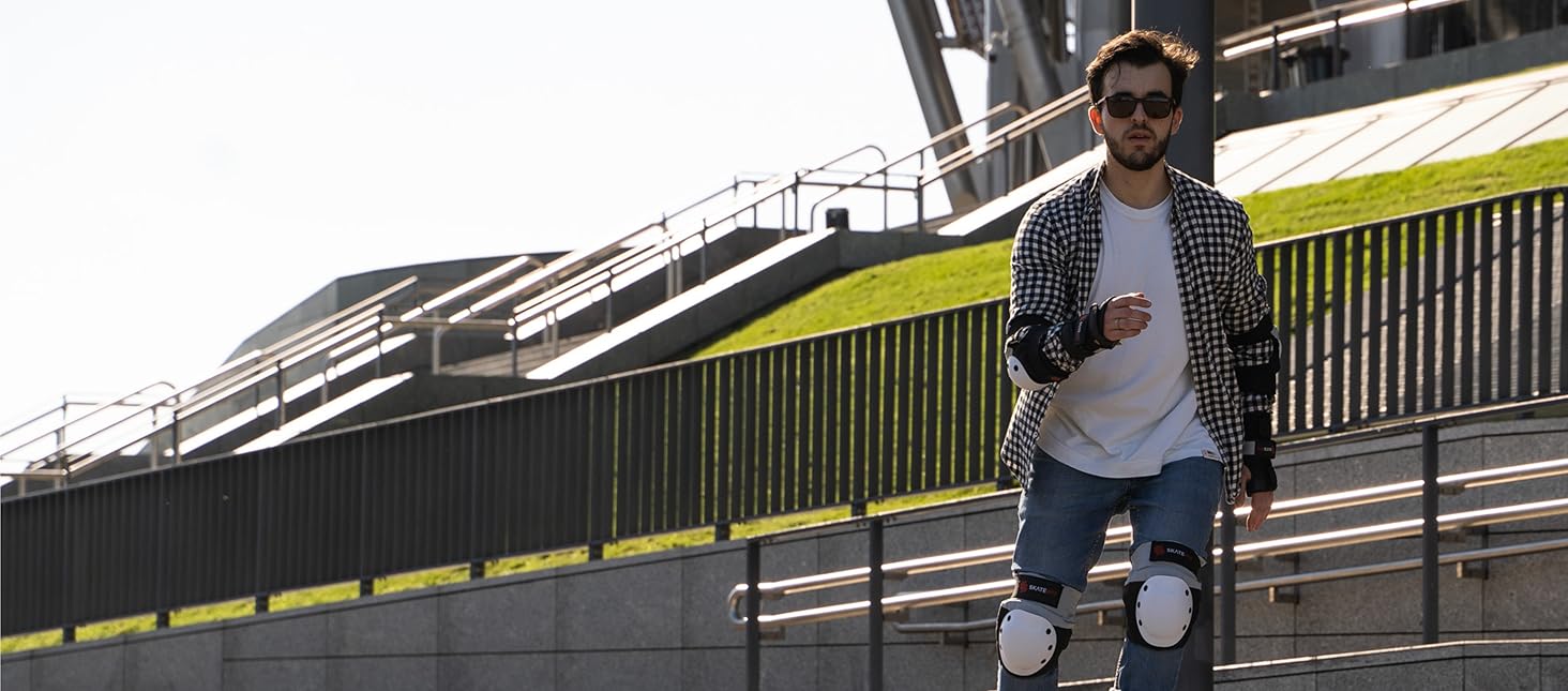 Захисний комплект SKATEWIZ для роликів для дорослих і підлітків, 6 предметів, неопренові наколінники з фіксацією, німецький бренд