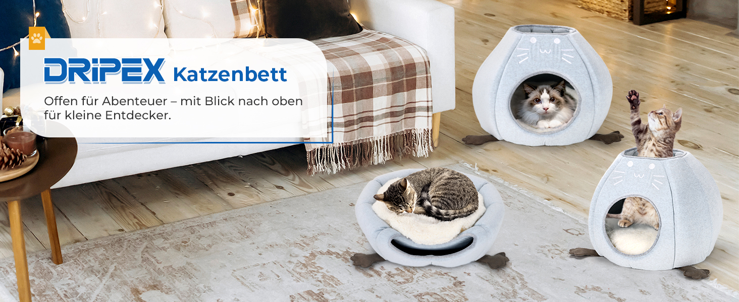 Кішка Будиночок-Печеричка для котів, сірий, 40x40x35 см, з м'якою подушкою Sherpa, M