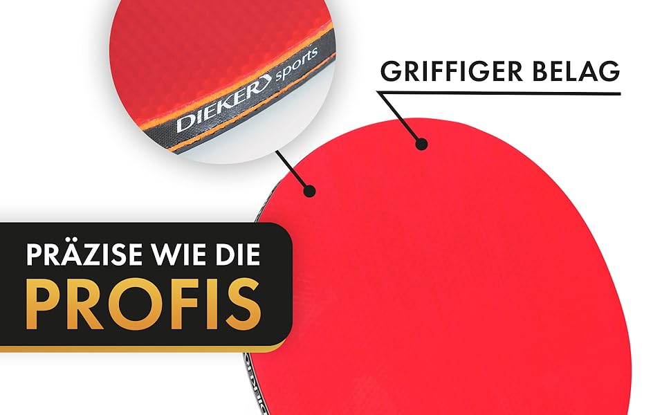 Набір для пінг-понгу DIEKER | 2 ракетки, 3 преміум м'ячі, міцна сумка | Для всієї родини, чорний