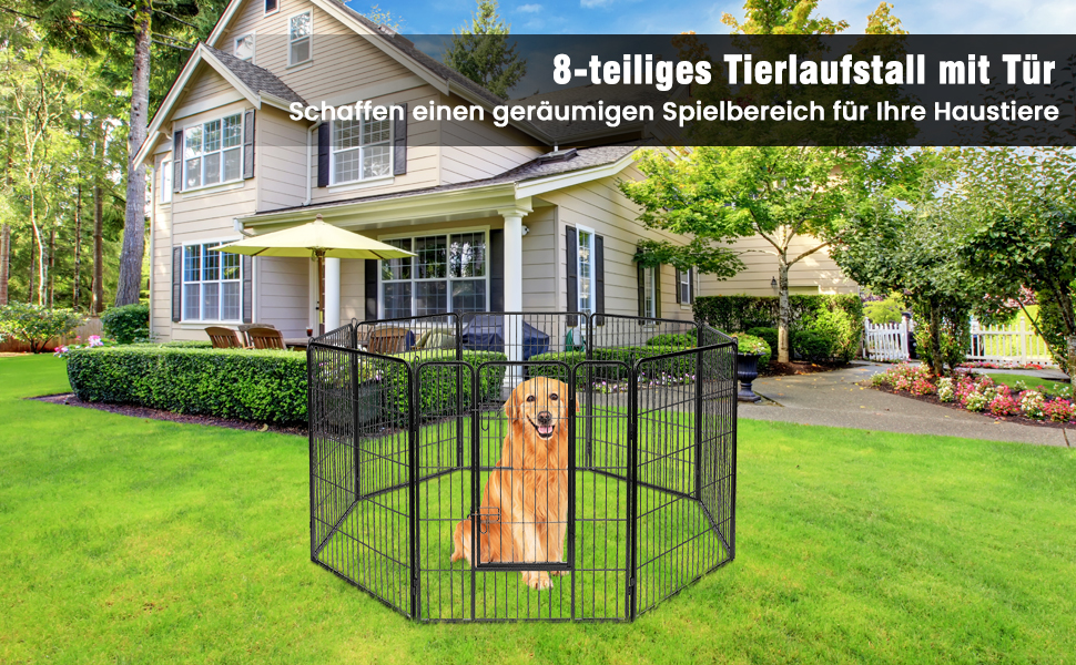 Металевий вольєр для собак та котів Costway 80 см, 8-секційний, чорний