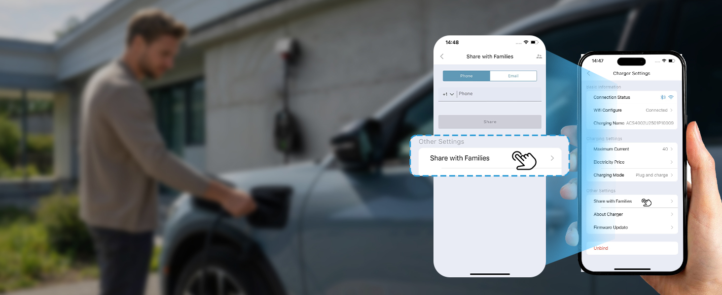 Мобільна зарядна станція EVDANCE Wallbox 11кВт для електромобілів та гібридів з керуванням через додаток, кабель 10м
