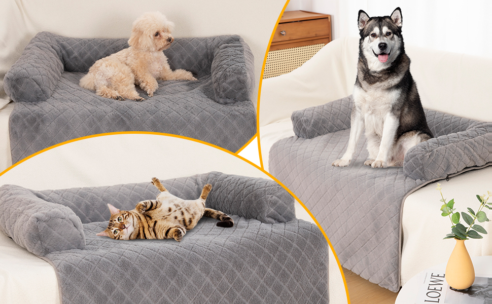 Крісло-ліжко для собак Pawboose, 100x88 см, сіре. М'яке, неслизьке, для великих, середніх та маленьких собак. Захист дивану, легко миється.