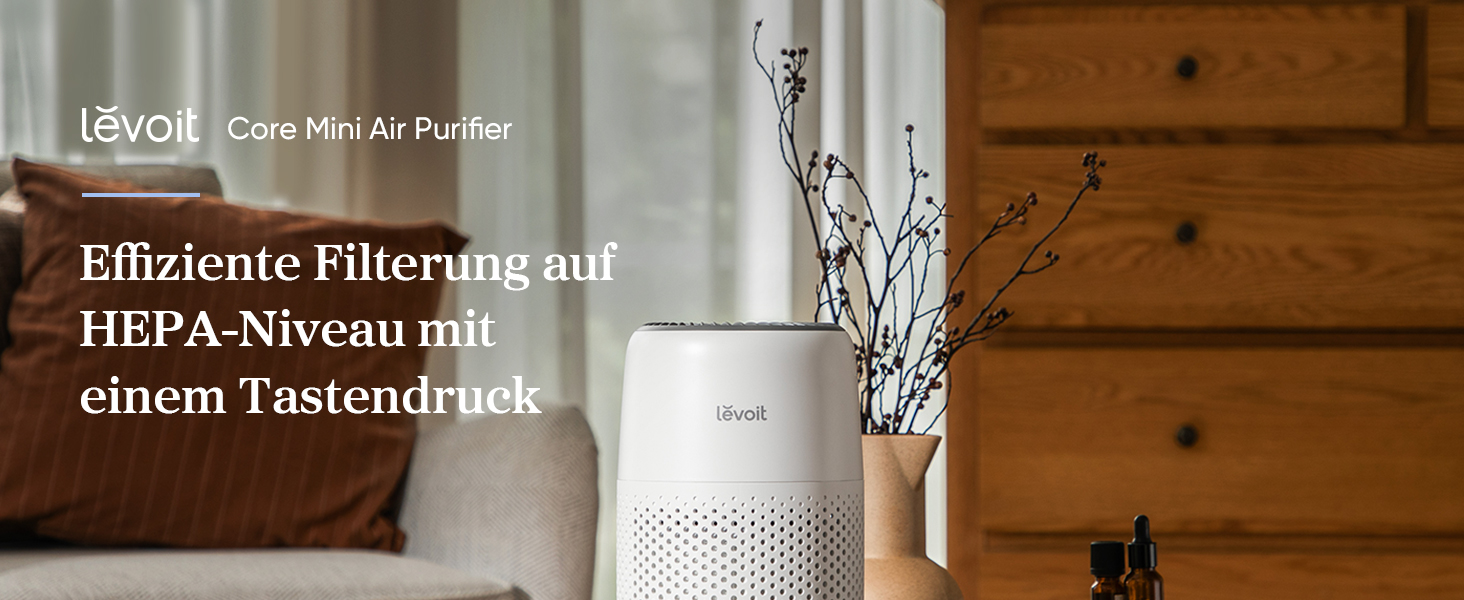 Повітряний фільтр Levoit для алергіків з ароматерапією, HEPA фільтр проти цвілі, пилу та шерсті тварин, білий, Core Mini