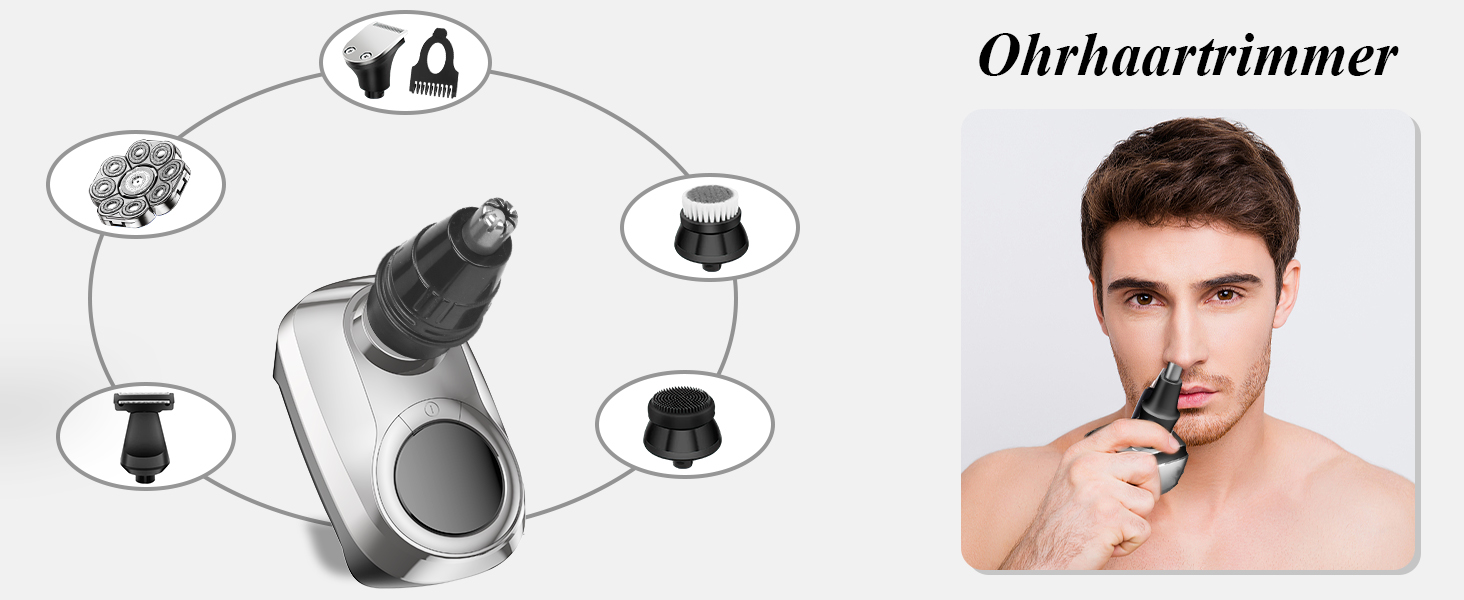 Електричний гоління для чоловіків Glatzen 9D – гоління голови, мокрого та сухого типу, водонепроникний, з LED дисплеєм, блокуванням від подорожей, набір для догляду з 6 насадками для обличчя та тіла