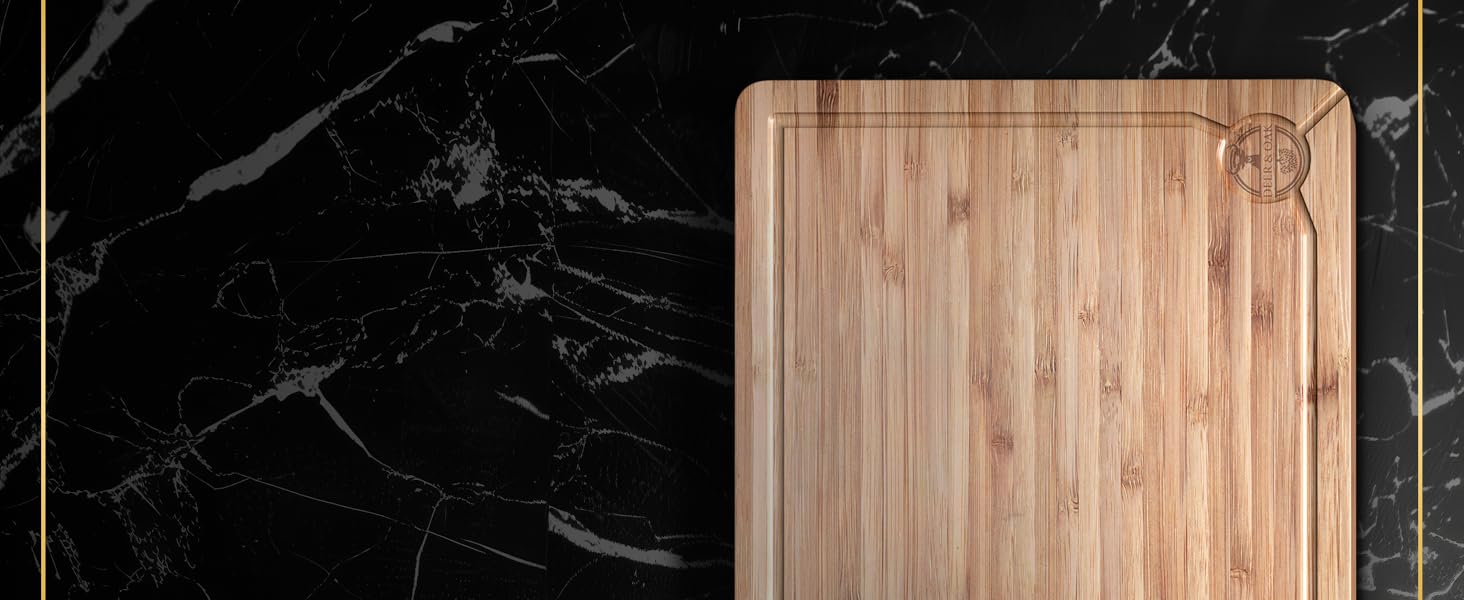 Дерев'яний обробний стіл Deer & Oak з бамбуком, 40 x 30 x 3,8 см - для м'яса, овочів та хліба