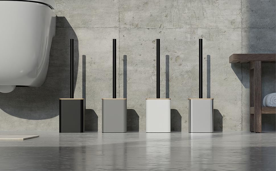 Торцева щітка для унітазу з нержавіючої сталі та силікону з дискретним тримачем. Антибактеріальна щітка для туалету з захистом від бризок (срібляста)