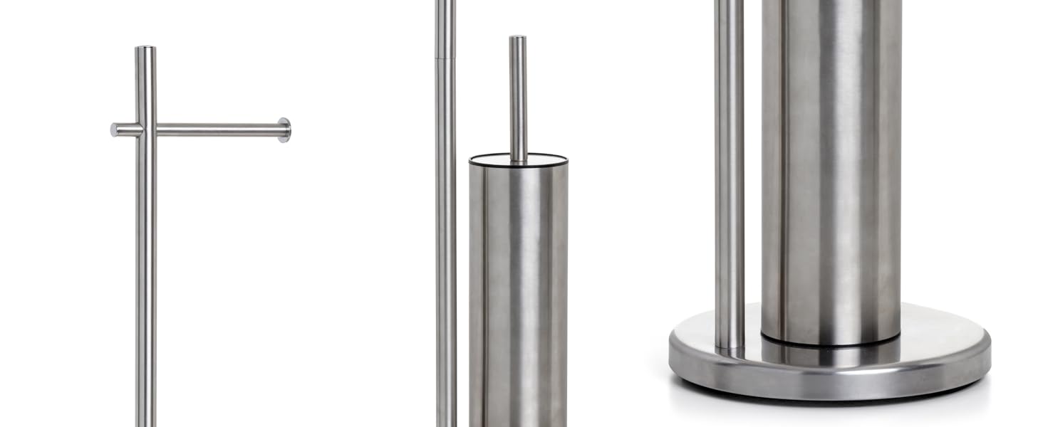 ТАТAY Щітка для унітазу з нержавіючої сталі з тримачем | Сучасний дизайн | Легкість у догляді | 9 x 9 x 37 см | Силіконова щітка