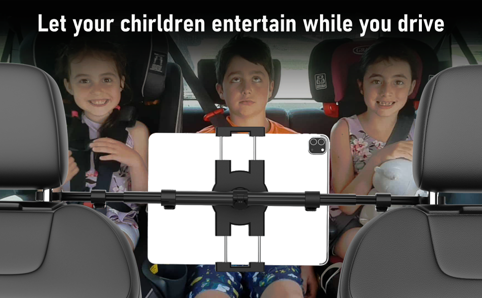 Утримувач для планшету в авто Oilcan, кріплення на підголівник, телескопічний, поворотний, для Switch, Lenovo, Fire, Galaxy, iPad Pro Air Mini 4-12.9', смартфонів та планшетів, чорний