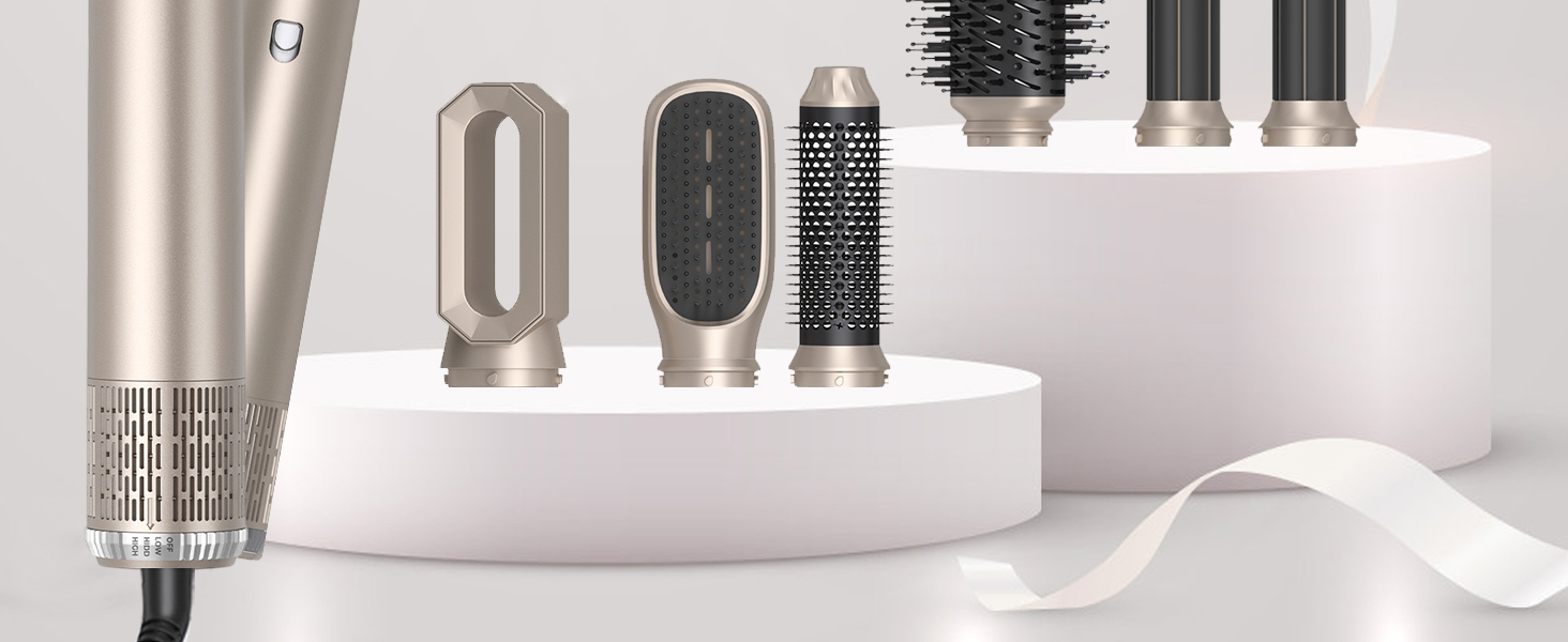Airstyler 5 в 1: Фен-щітка, плойка, стайлер для волосся 1000W, золотий