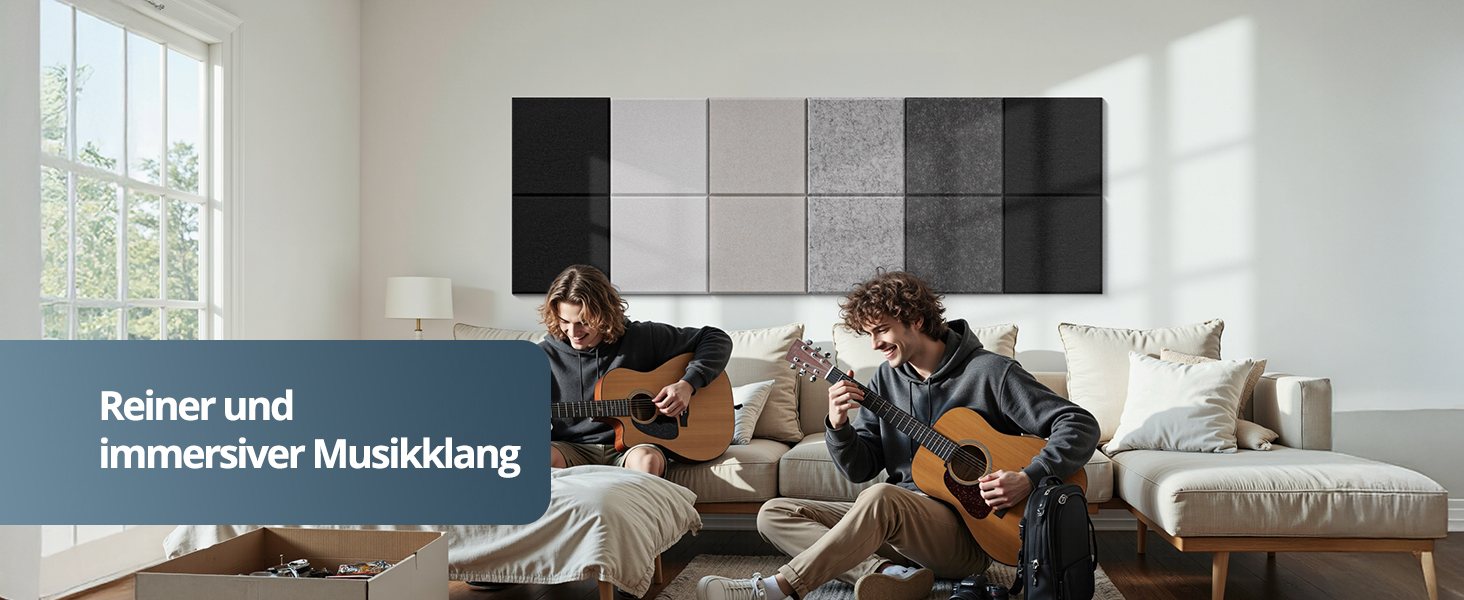 Самоклеючі акустичні панелі з фетру для звукоізоляції стін та стелі, білі, 30x30x0.9 см, 12 шт (1.08 м²)