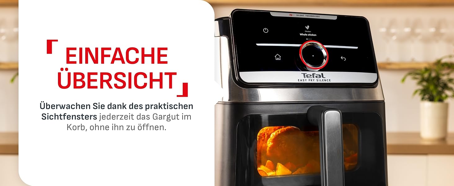 Фритюрниця Tefal Easy Fry Silence 7л з оглядовим вікном, біла (EY8421E0) - аерофритюрниця з тихим режимом, 10 програм, до 8 порцій