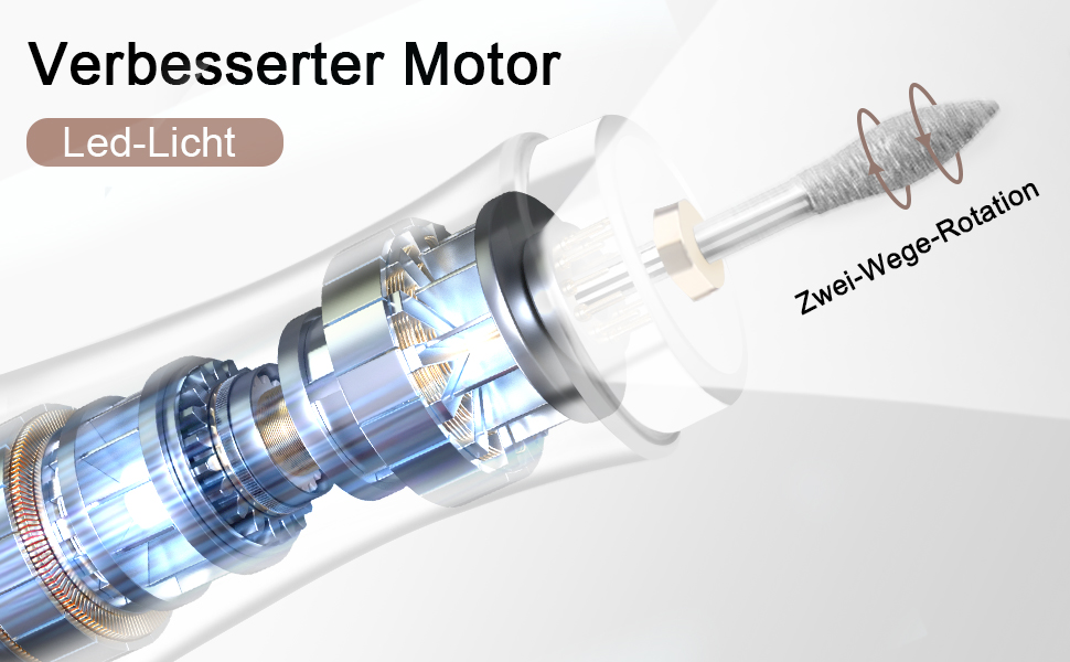 Електричний набір для манікюру та педикюру 13 в 1 Kabellos з підсвічуванням, 25000 об/хв, з пилозбірником, для дому, золото