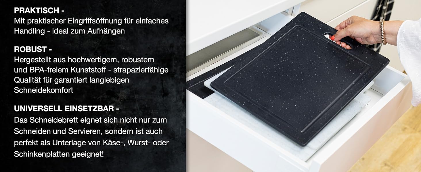 Набір дерев'яних обробних дощок Moritz & Moritz з гранітним дизайном, 25 x 15 см, BPA free, для сніданку, гігієнічний, придатний для миття в посудомийній машині (4 шт.)