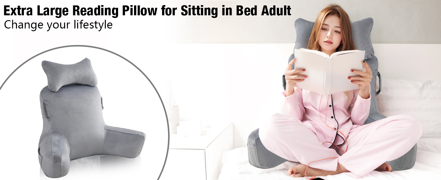 Підлогове/ліжкове крісло-подушка для читання Suewidfay, 90x80 см, з підтримкою спини та шиї