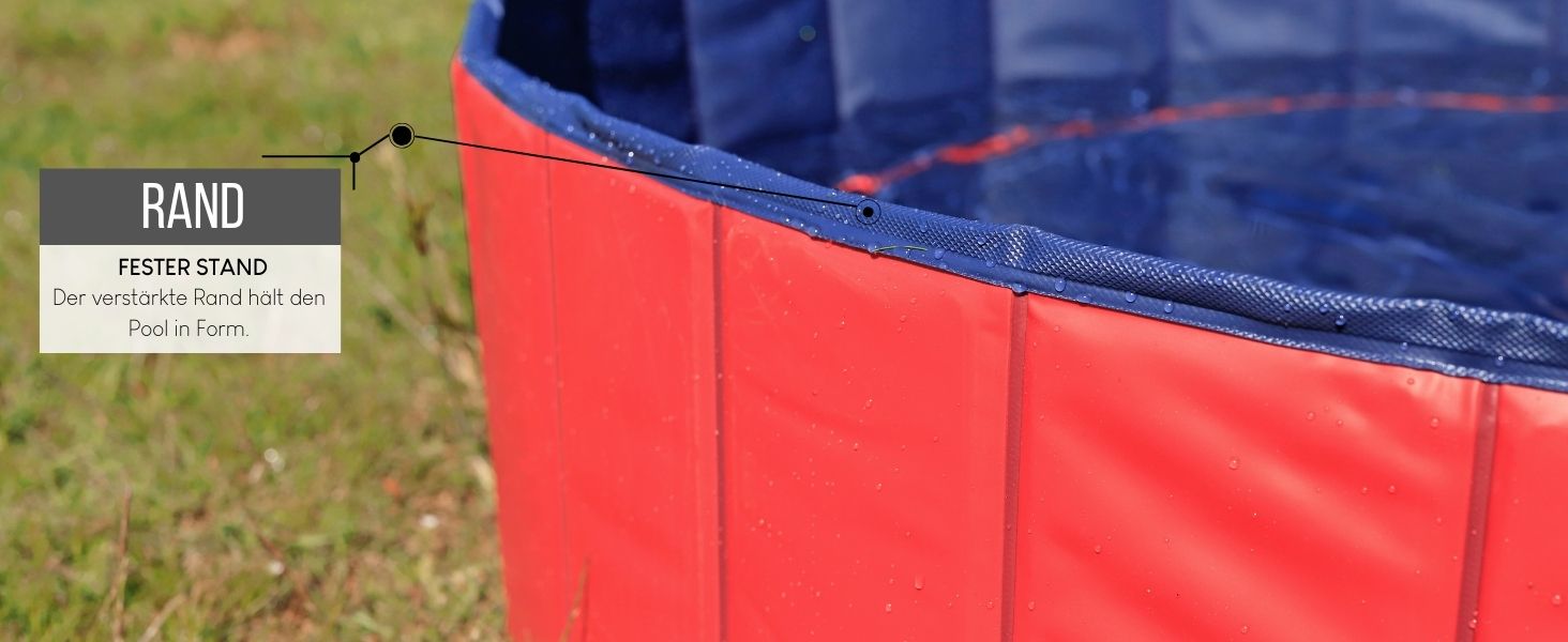 Дитячий надувний басейн Lionto для собак, Ø 80 см, 20 см, антиковзаюче покриття, зливний отвір, без насоса, синьо-червоний, S