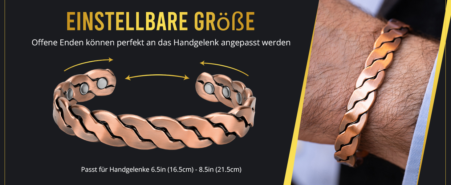 Куперне браслет MagnetRX® для чоловіків та жінок - регульований, з чистого міді