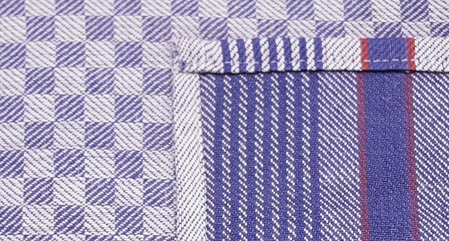 ZOLLNER 10-Piece Dishcloth Set, 50x100 cm, Cotton, Blue Checkered