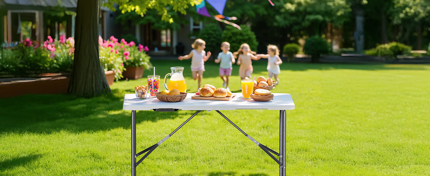 Складний кемпінговий стіл Wiltec 122x60x75 см з ручкою для перенесення - для пікніка, саду, вечірок