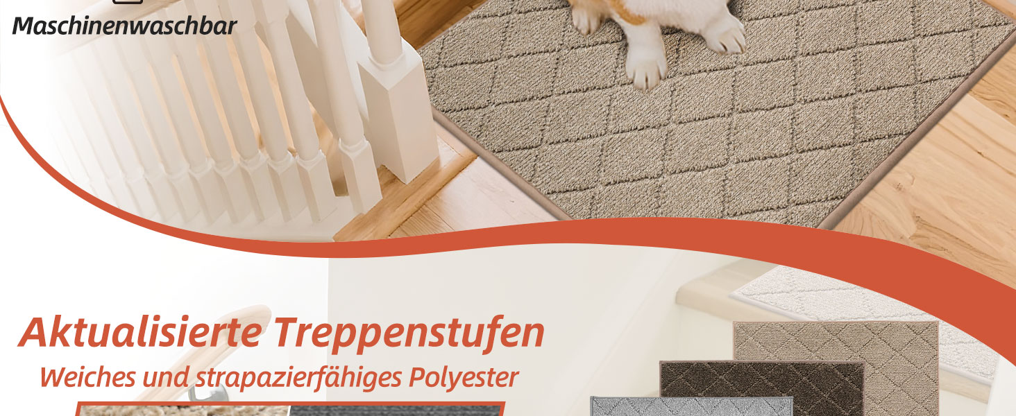 Ковзаючі килимки на сходи COSY HOMEER, 15 шт., 70 x 22 см, антиковзаючі, самоклеючі, машинне прання, 100% поліестер, TPE-підкладка, для дітей, літніх людей та домашніх тварин, сірий та білий