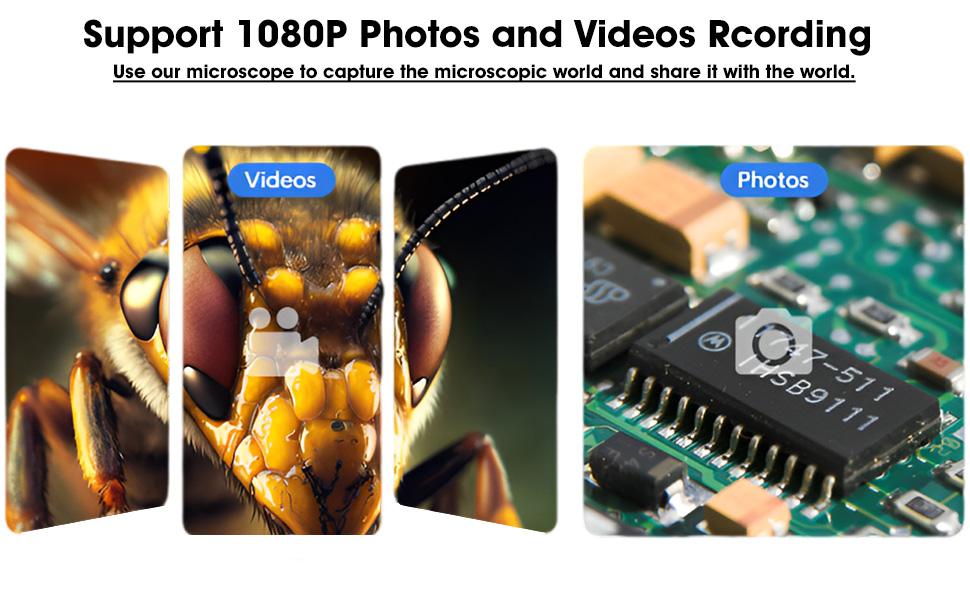 Цифрова мікроскоп-камера Ninyoon 1080P USB для iPhone, iPad, Android, PC, 50-1000x, з підсвічуванням, для монет, рослин, паяння, шкіри, скальпу