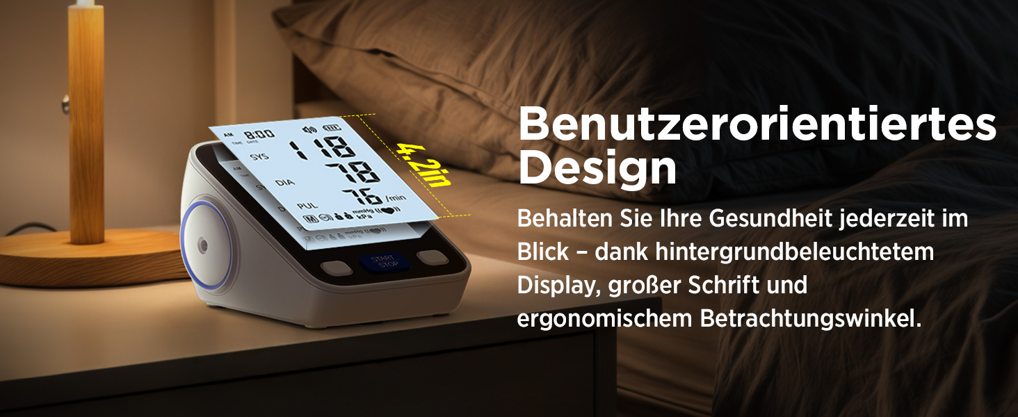 Тонометр RunStar на плече з широкою манжетою (22-42 см) для дому, автоматичний цифровий тонометр з сумкою для зберігання, пам'ять на 2 x 99 показників