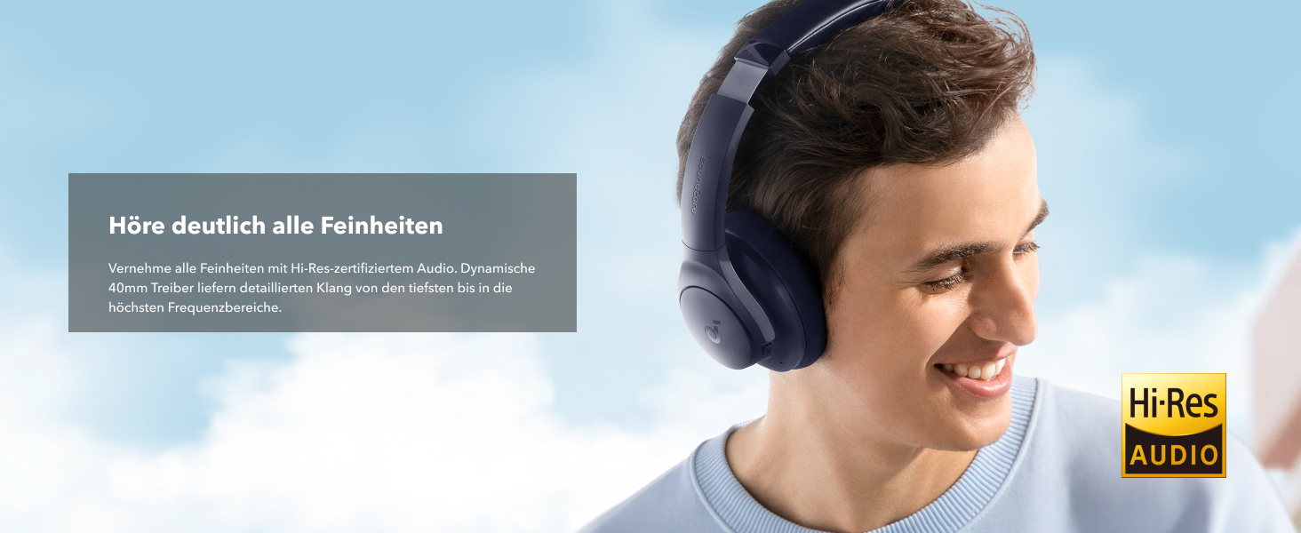 Бездротові Bluetooth-навушники Soundcore by Anker Q20i з гібридним активним шумозаглушенням (ANC), Hi-Res Audio, 40 год роботи, керування через додаток (Відновлені, Синій)