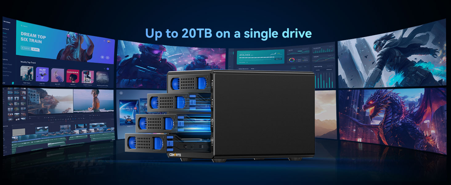 Корпус для жорстких дисків 10Gbps з алюмінію Dual Bay з вентилятором для 2.5/3.5 SATA HDD/SSD з USB A/C 3.2, Hot Swappable, Daisy Chain, без інструментів, DAS (не RAID/NAS)
