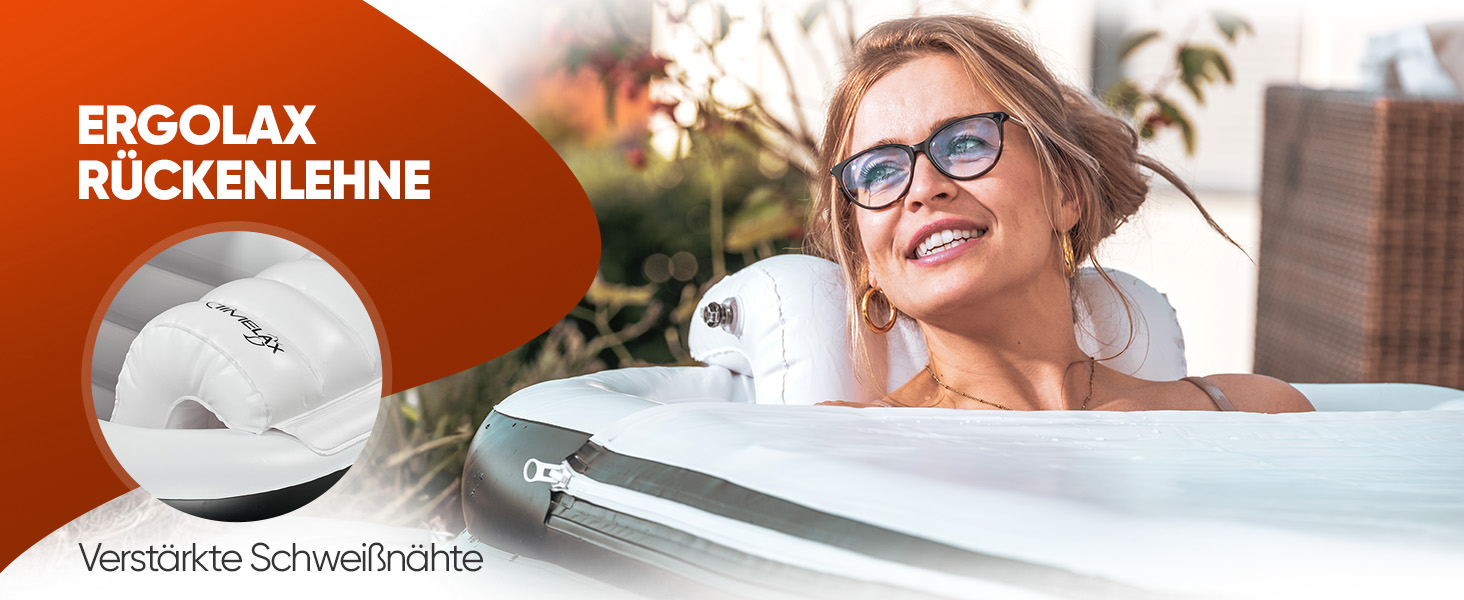 Надувна ванна TIMELAX® XL з ергономічною спинкою | 0,5 мм PVC, без BPA | Мовна, розкладна, для дорослих, чорна