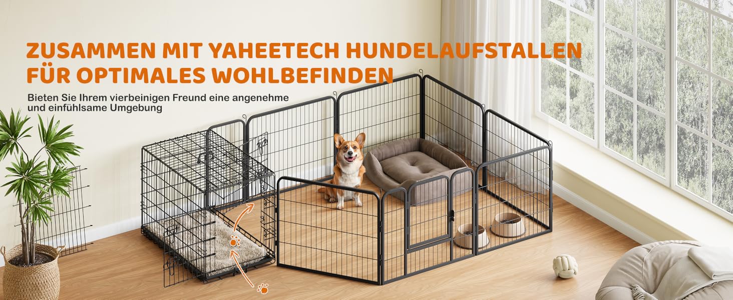 Yaheetech 8-Panel Folding Dog Playpen - 61cm High, Indoor/Outdoor Pet Pen with Door, Flexible & Portable, Easy Assembly - Suitable for Dogs, Cats, Puppies, Rabbits