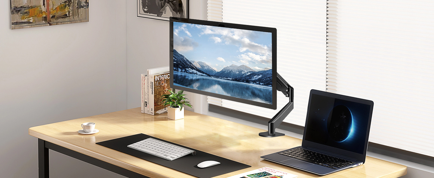 Кріплення для монітора Suptek, регульована висота, газовий амортизатор, для моніторів 17-32 дюймів, VESA 75/100 мм, до 10 кг, ергономічна підставка, чорний