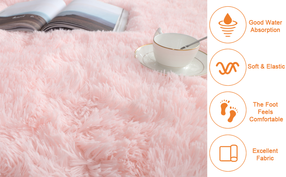 Килимок для вітальні Gsogcax 120x160 см, пухнастий, з антиковзаючим покриттям, рожевий, для дому